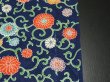 Photo6: 1S02z60 Japanese Kimono Silk  FABRIC Navy Chrysanthemum 40.2" (6)