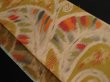 Photo2: 3H07z20 Vintage Japanese Kimono Silk MEISEN FABRIC Yellow ochre Leaf 44.1" (2)