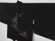 Photo2: 0723i06z540 Vintage Japanese Kimono Silk HAORI Black Flowers (2)