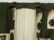 Photo10: 0604N03z670 Vintage Japanese Kimono Silk MEISEN KOMON Moss green Fish (10)