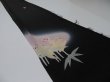 Photo1: 2C05z40 Japanese Kimono Silk Artist work FABRIC Black Plants 53.5" (1)