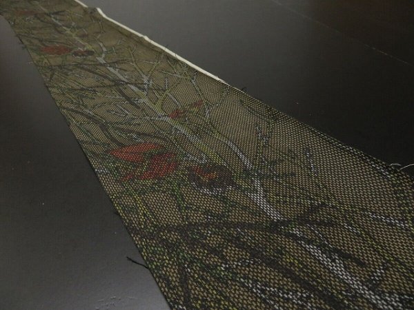 Photo1: 1U08z30 Japanese Kimono Silk  FABRIC Dark gray-brown Trees 54.3" (1)