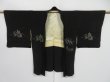 Photo7: 0728i08z510 Vintage Japanese Kimono Silk HAORI Black Scenery (7)