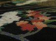 Photo4: 1Q02z160 Japanese Kimono Silk Artist work FABRIC Black Flower arrangement 45.7" (4)