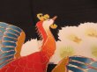 Photo4: 1M01z180 Japanese Kimono Silk  FABRIC Black Phoenix 40.9" (4)