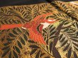 Photo4: 2S01z120 Japanese Kimono Silk Artist work FABRIC Black Bird, Flowers 46.5" (4)