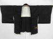 Photo7: 0806i10z520 Vintage Japanese Kimono Silk HAORI Black Hanaguruma (7)