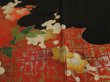 Photo5: 1T03z110 Vintage Japanese Kimono Silk  FABRIC Black Peony 46.5" (5)