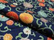 Photo4: 1S02z60 Japanese Kimono Silk  FABRIC Navy Chrysanthemum 40.2" (4)