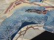 Photo4: 2S02z130 Vintage Japanese Kimono Silk  FABRIC Black Pine, Wave 47.2" (4)