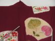 Photo8: 0908i06z460 Vintage Japanese Kimono Silk HAORI Wine red Aoi (8)