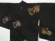 Photo2: 1019i10z470 Vintage Japanese Kimono Silk HAORI Black Flowers (2)