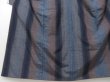 Photo4: 1119T03z860 Japanese Kimono Silk TSUMUGI Navy-Gray Stripe (4)