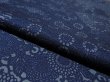 Photo4: 1Q02z60 Japanese Kimono Silk  FABRIC Indigo Flowers 39.4" (4)