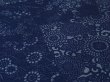 Photo3: 1Q01z60 Japanese Kimono Silk  FABRIC Indigo Flowers 39.4" (3)