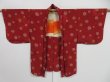 Photo6: 1007i03z390 Vintage Japanese Kimono Silk HAORI Dark red Peony (6)