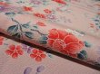 Photo4: 1A04z90 Japanese Kimono Silk  FABRIC Pink Flowers 66.1" (4)