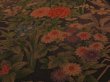 Photo3: 3P01z70 Japanese Kimono Silk  FABRIC Dark brown Flowers 42.5" (3)