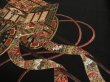 Photo3: 1F02z90 Japanese Kimono Silk Embroidery FABRIC Black Royal cart 52.8" (3)