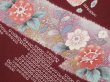 Photo8: 1502T02z970 Japanese Kimono Silk TSUKESAGE Wine red Flowers (8)