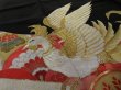 Photo2: 2G01z110 Vitnage Japanese Kimono Silk  FABRIC Black Phoenix 44.9" (2)