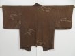 Photo1: 0928i04z520 Vintage Japanese Kimono Silk HAORI Dark brown Shibori (1)