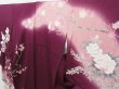 Photo2: 1424T10z970 Japanese Kimono Silk TSUKESAGE Dark purple Peony (2)