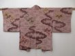 Photo1: 1129T05z580 Vintage Japanese Kimono Silk HAORI Ash pink Paulownia (1)