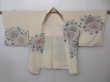 Photo7: 1613i04z570 Vintage Japanese Kimono Silk HAORI Off-white Flower (7)