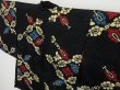 Photo3: 0604i09z450 Vintage Japanese Kimono Silk HAORI Black Flower (3)