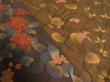 Photo3: 1F03z70 Japanese Kimono Silk Artist work FABRIC Black Flowers 46.5" (3)