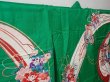 Photo2: 0621N03z690 Vintage Japanese Kimono Synthetic Girl's  Green Royal cart (2)