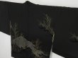 Photo2: 0616i03z580 Vintage Japanese Kimono Silk HAORI Black Scenery (2)