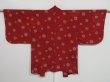 Photo2: 1007i03z390 Vintage Japanese Kimono Silk HAORI Dark red Peony (2)