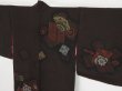 Photo3: 1005i01z630 Vintage Japanese Kimono Silk URUSHI HAORI Black Red-Brown (3)