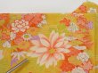 Photo7: 0731i06z310 Antique Japanese Kimono Silk Girl's Hitoe Yellow ochre Flowers (7)