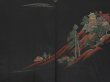 Photo3: 1502T06z390 Vintage Japanese Kimono Silk HAORI Black Scenery (3)