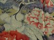 Photo3: 2Q01z100 Japanese Kimono Silk  FABRIC Black Crane, Flowers 53.5" (3)