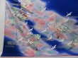 Photo5: 1207T03z1170 Japanese Kimono Silk Artist work FURISODE Blue Folding fan (5)