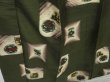 Photo3: 0604N03z670 Vintage Japanese Kimono Silk MEISEN KOMON Moss green Fish (3)