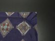 Photo7: 3F01z30 Vintage Japanese Kimono Silk MEISEN FABRIC Dark purple   37.8" (7)