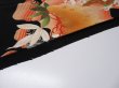 Photo6: 2U01z100 Vintage Japanese Kimono Silk  FABRIC Black Bird, Wave 47.2" (6)