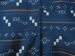 Photo5: 0604N10z900 Vintage Japanese Kimono Silk TSUMUGI Navy Kasuri (5)