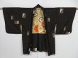 Photo6: 0830i03z480 Vintage Japanese Kimono Silk HAORI Black (6)