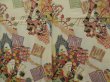 Photo5: 1331T10z680 Vintage Japanese Kimono Silk KOMON Off-white Water wheel (5)