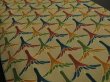 Photo2: 2P09z50 Japanese Kimono Silk  FABRIC Light ochre Flying crane 78.7" (2)