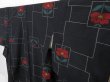 Photo2: 1502T07z850 Japanese Kimono Silk TSUMUGI Black Flower (2)