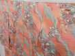 Photo2: 0909i04z900 Japanese Kimono Silk KOMON Coral pink Flowers (2)