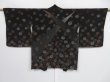 Photo1: 1208i05z790 Vintage Japanese Kimono Silk HAORI Black Flower (1)