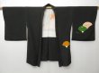 Photo7: 0902T01z640 Japanese Kimono Silk HAORI Black Chrysanthemum (7)